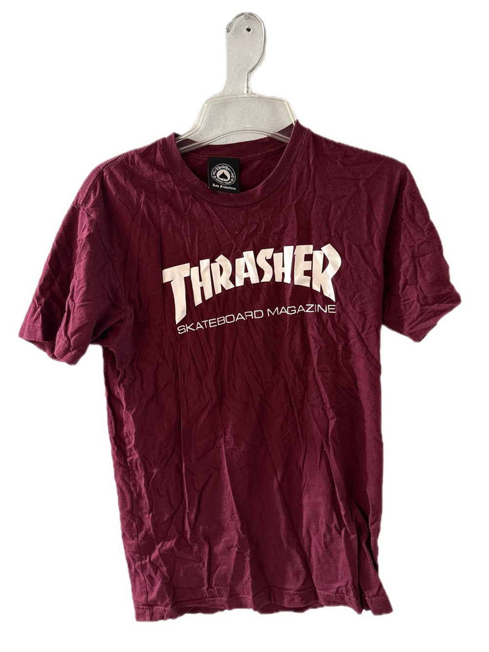 Thrasher Men’s Burgundy Tee with White Logo